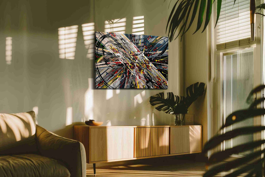 Urban Energies Unleashed modern canvas print in a hung canvas mockup