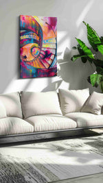 Vortex of Vivid Whirl modern canvas print, on wall, lifestyle preview