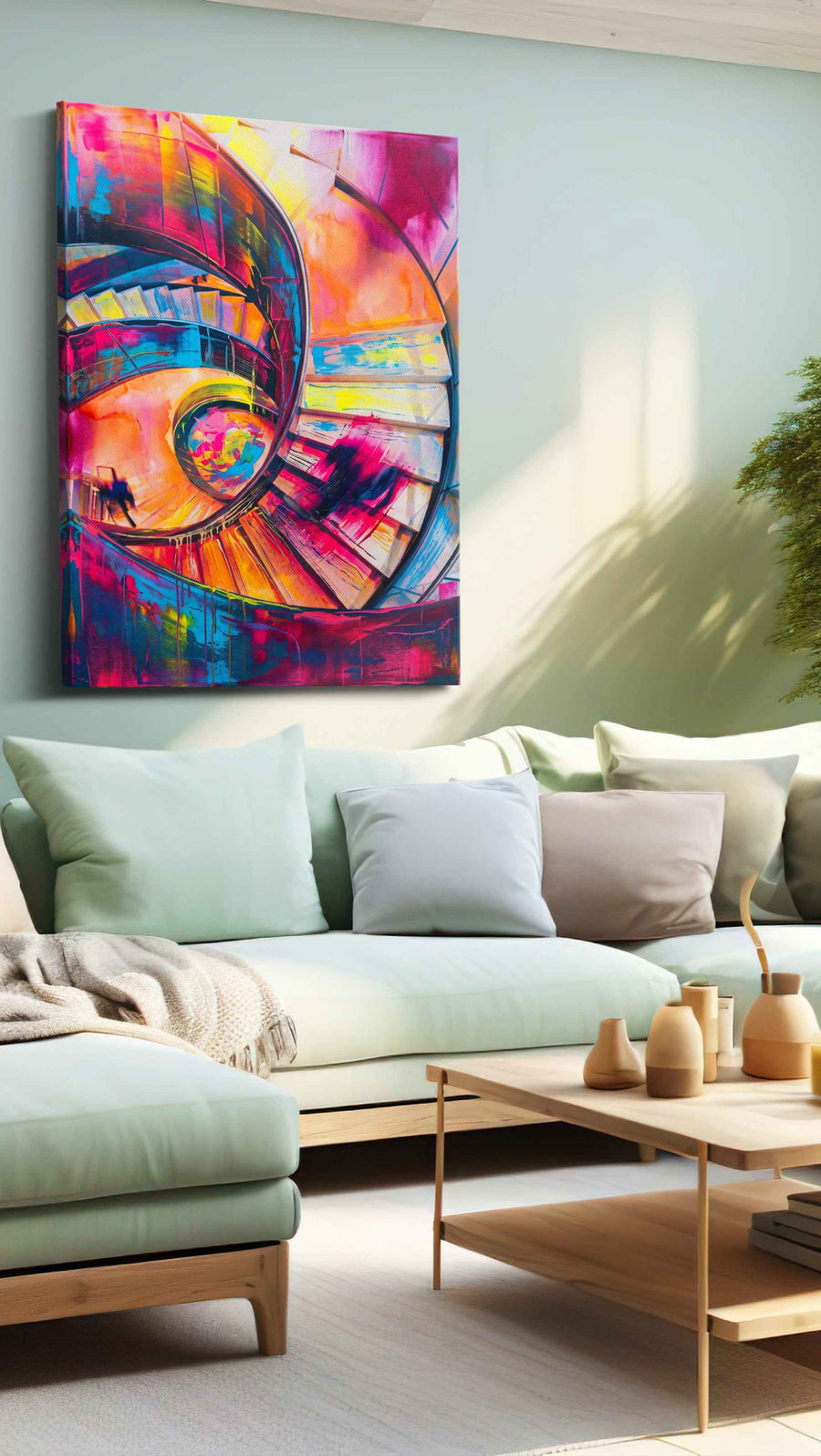 Vortex of Vivid Whirl modern canvas print, hanging on wall