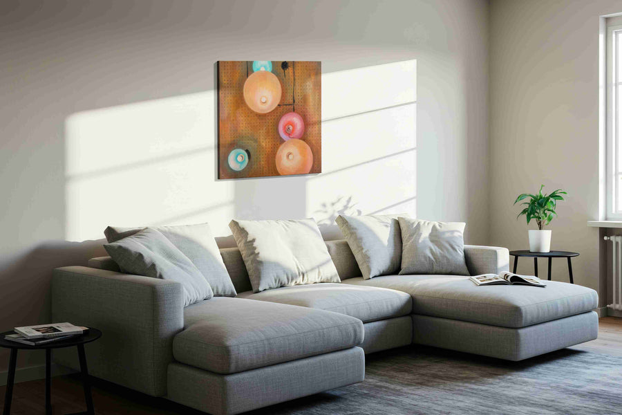Whispers of Luminescence minimalist canvas print, displayed in a living room