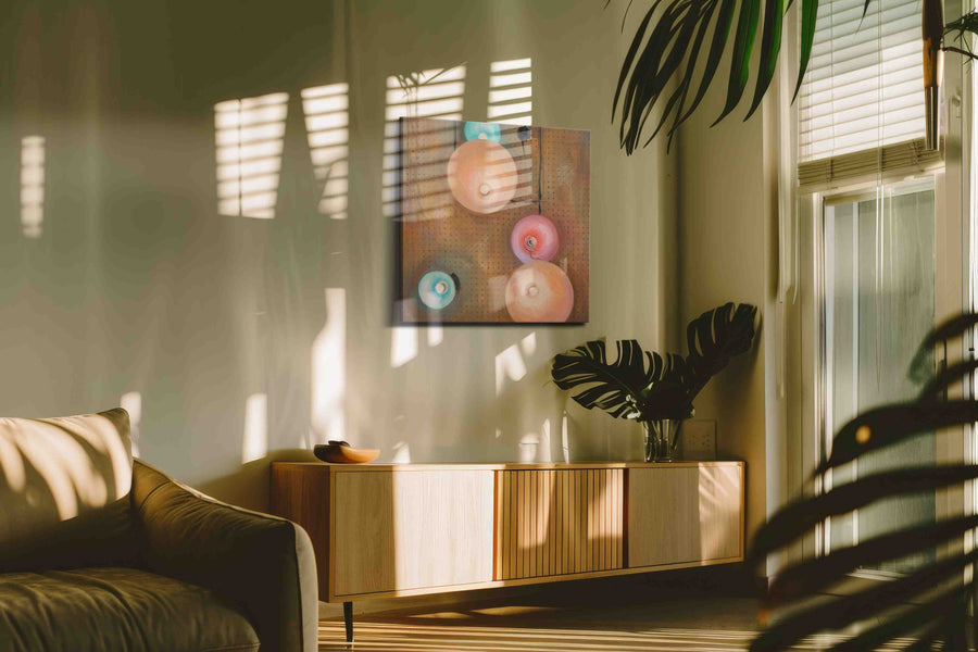 Whispers of Luminescence minimalist canvas print in a hung canvas mockup