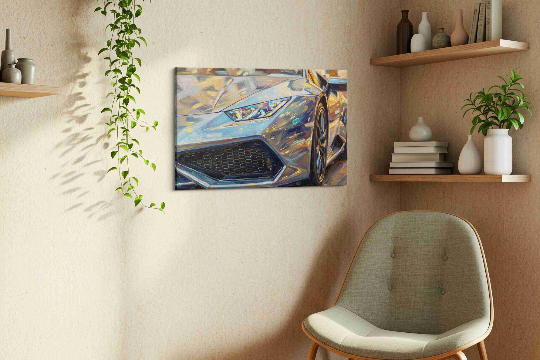 Chromatic Velocity automobile canvas print in a living room scene
