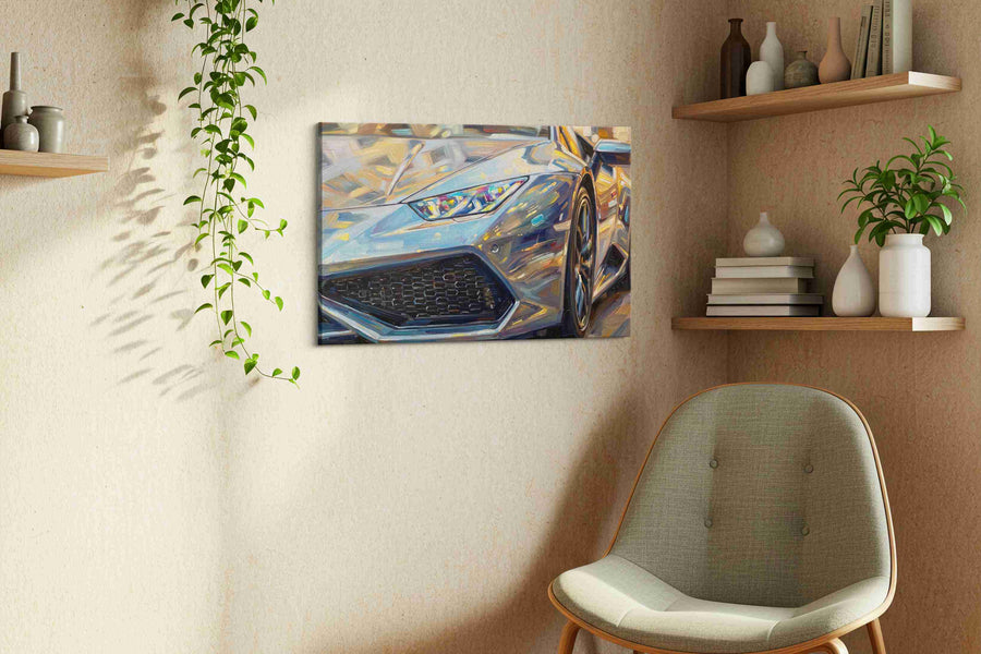 Chromatic Velocity automobile canvas print in a living room scene