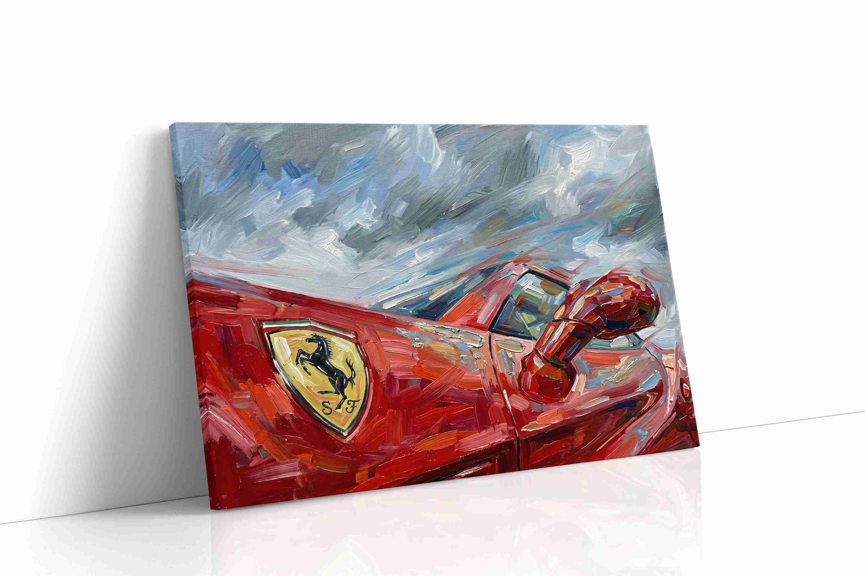 Crimson Velocity II automobile canvas print gallery-wrapped landscape canvas studio shot