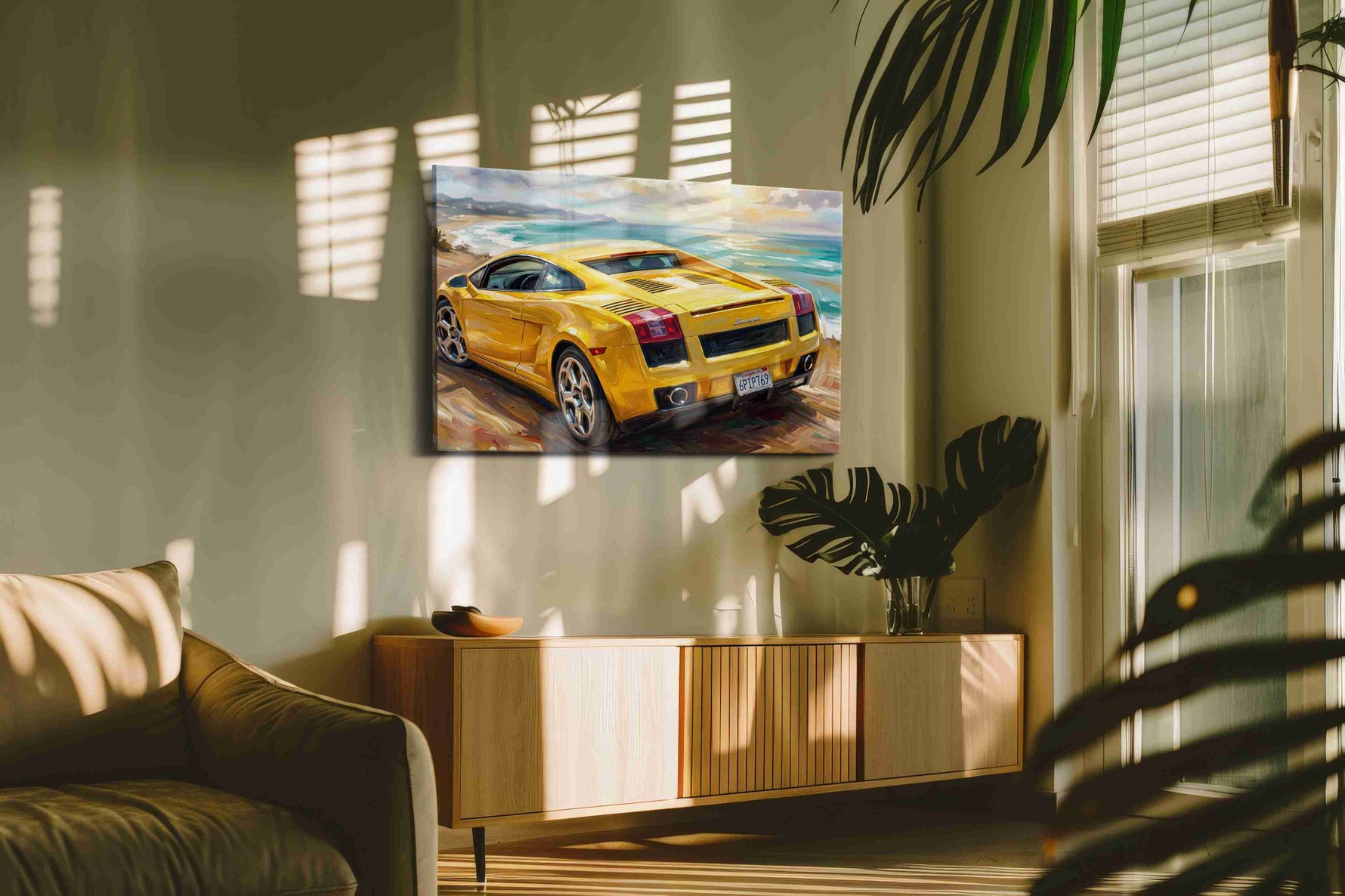 Golden Dreamscape Speed automobile canvas print, on wall, lifestyle preview
