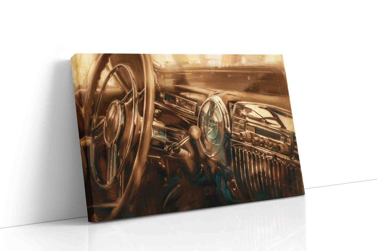 Golden Drive Reverie vintage canvas print, gallery-wrapped, ready to hang
