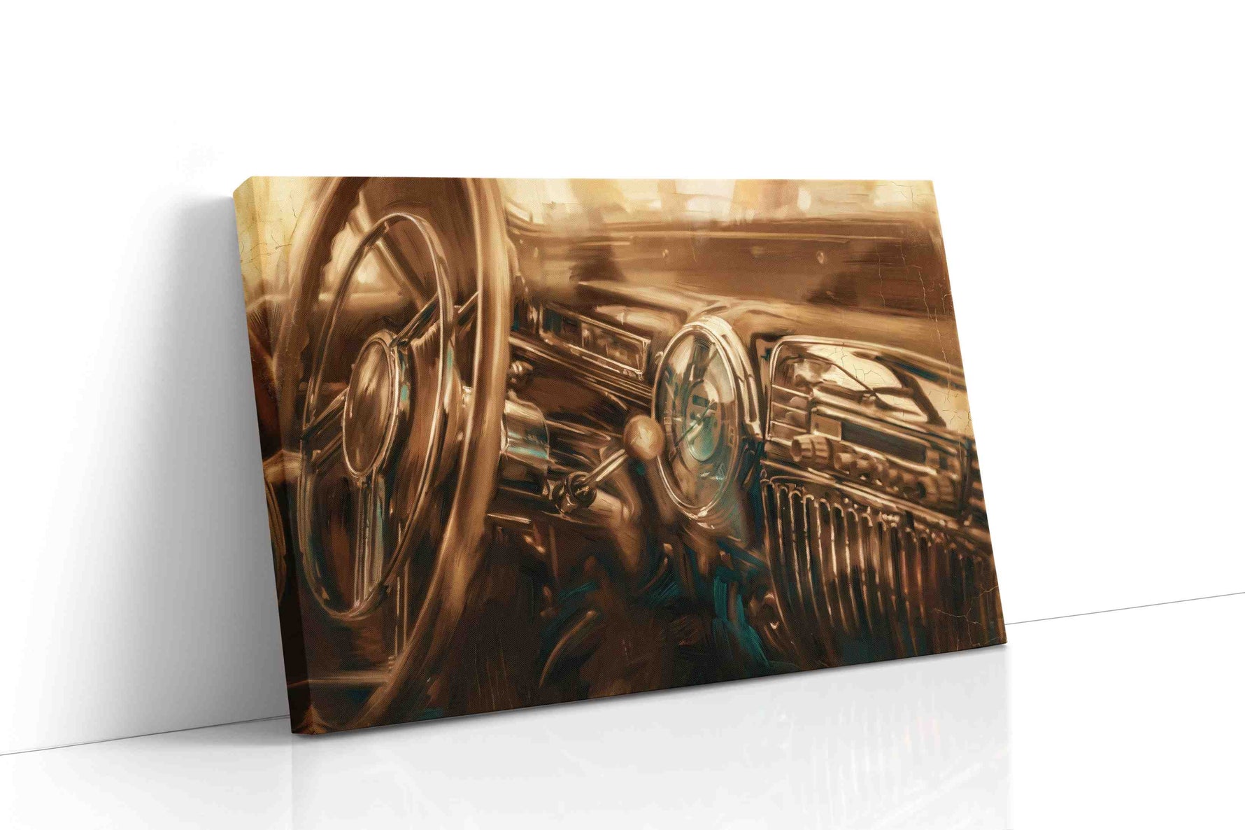 Golden Drive Reverie vintage canvas print, gallery-wrapped, ready to hang