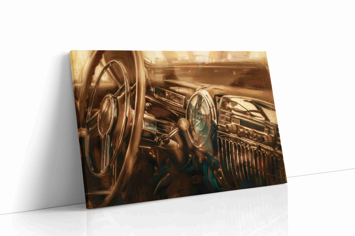 Golden Drive Reverie vintage canvas print gallery-wrapped landscape canvas studio shot