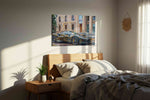 Speed in Brushstrokes automobile canvas print, displayed in a bedroom