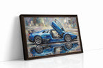 Velocity in Blue Hues automobile canvas print, gallery-wrapped, ready to hang