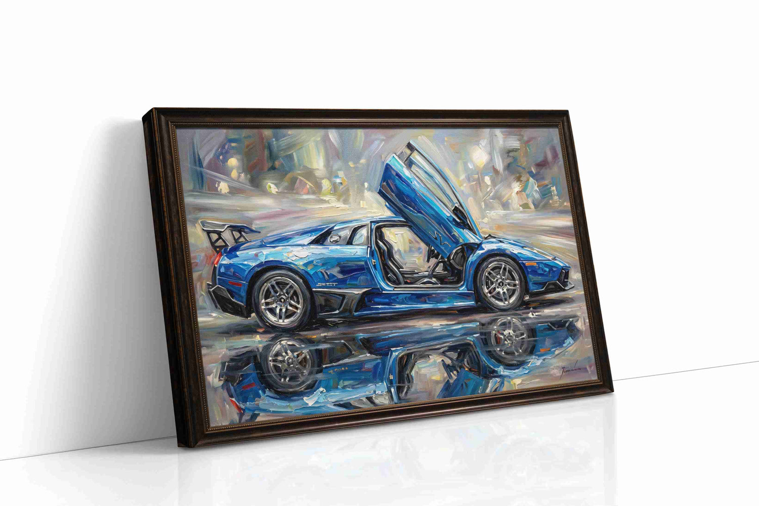 Velocity in Blue Hues automobile canvas print, gallery-wrapped, ready to hang
