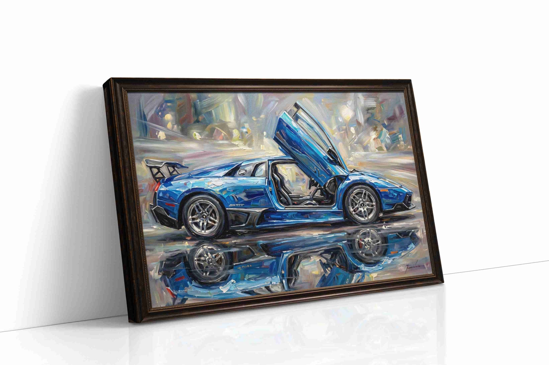 Velocity in Blue Hues automobile canvas print, gallery-wrapped, ready to hang