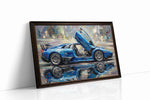 Velocity in Blue Hues automobile canvas print gallery-wrapped landscape canvas studio shot