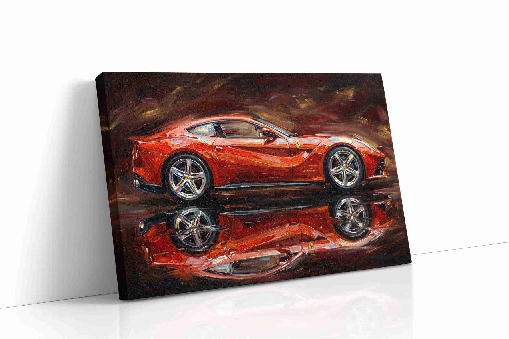 Velocity in Crimson Hues automobile canvas print gallery-wrapped landscape canvas studio shot