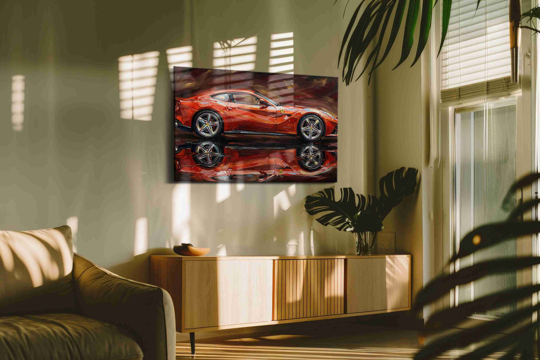 Velocity in Crimson Hues - Automobile Wall Art, Classic Car Canvas Print, Automotive Decor