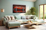 Velocity in Crimson Hues automobile canvas print, hanging on wall