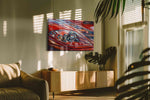 Velocity in Red automobile canvas print, on wall, lifestyle preview