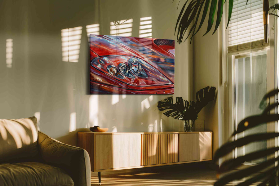 Velocity in Red automobile canvas print, on wall, lifestyle preview
