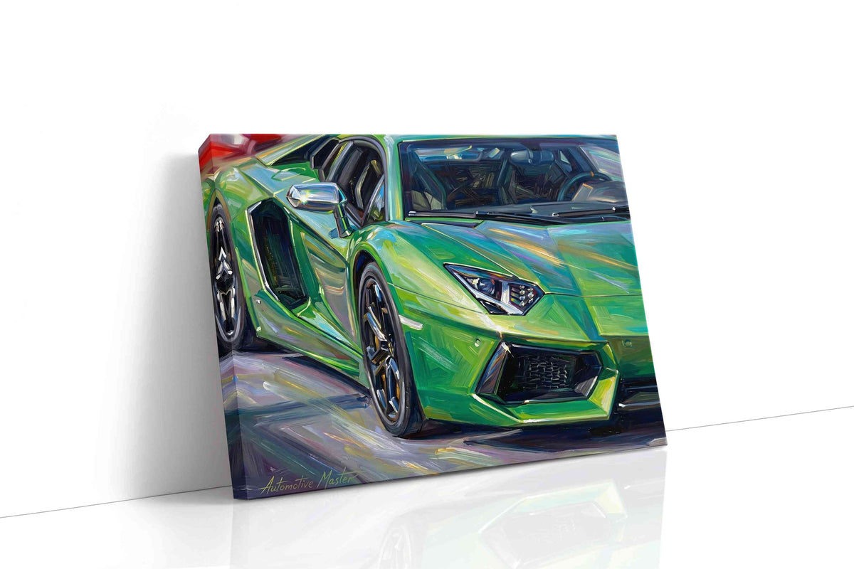 Vibrant Velocity II automobile canvas print, gallery-wrapped, ready to hang