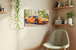 Vibrant Velocity III automobile canvas print, displayed in a living room