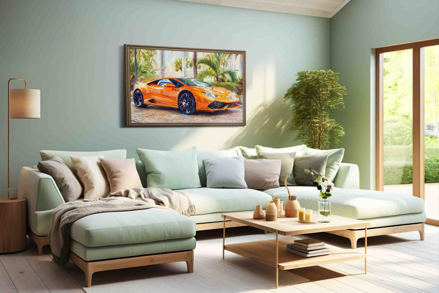 Vibrant Velocity III automobile canvas print, hanging on wall