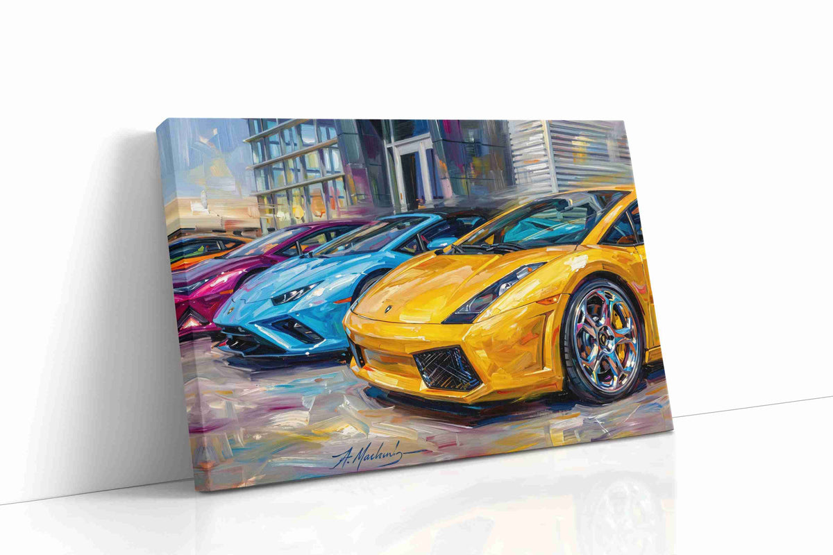 Vivid Velocity automobile canvas print gallery-wrapped landscape canvas studio shot