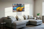 Vivid Velocity automobile canvas print in a living room scene