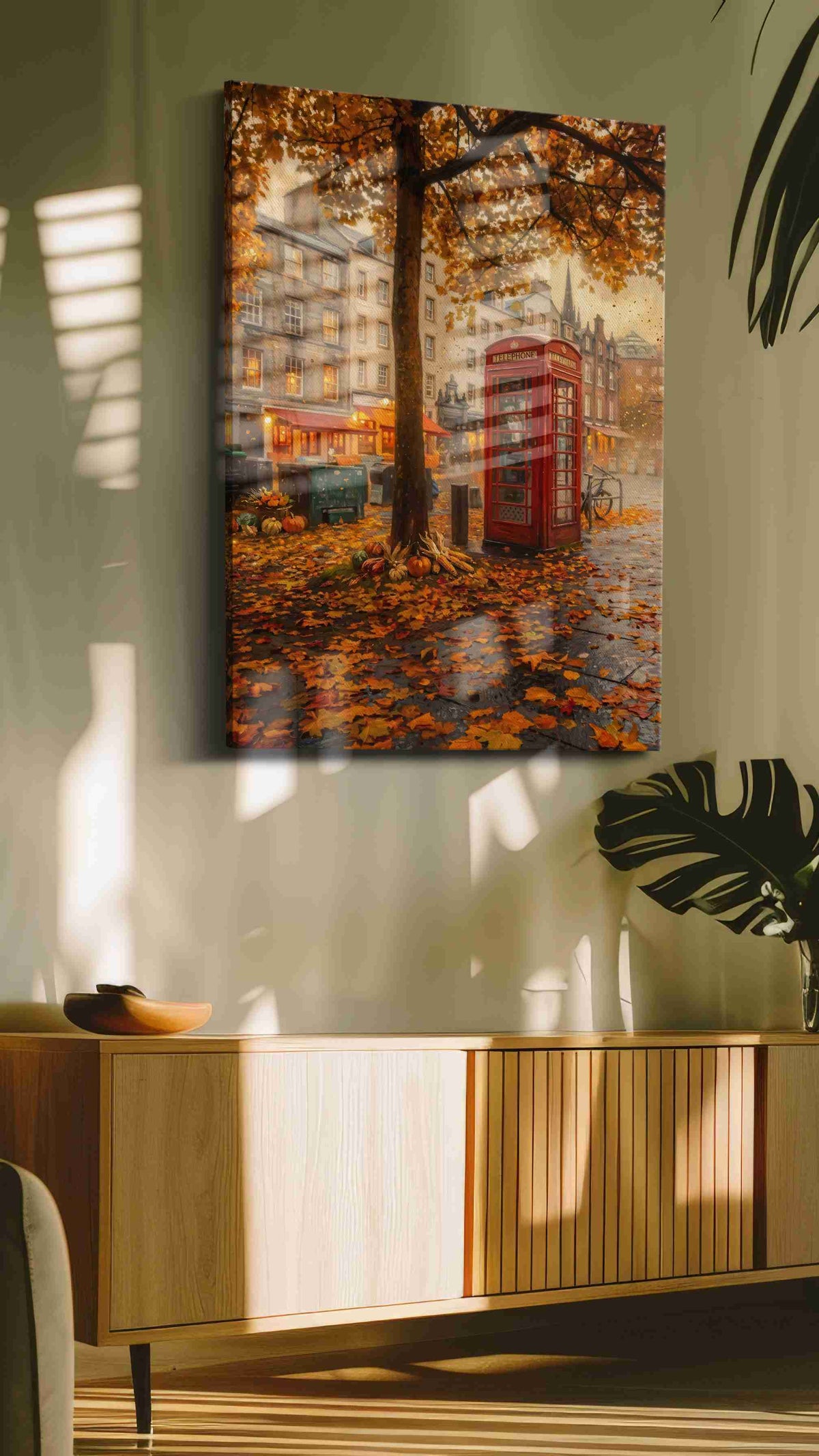 Autumn Whisper in the City autumn canvas print, hanging on wall