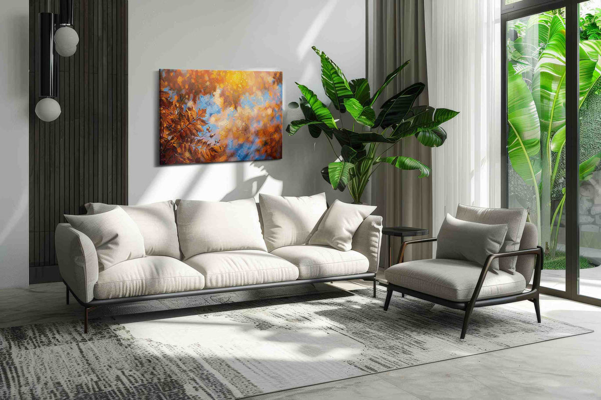 Autumn Whispers at Dawn autumn canvas print, on wall, lifestyle preview