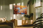 Autumn Whispers at Dawn autumn canvas print in a hung canvas mockup