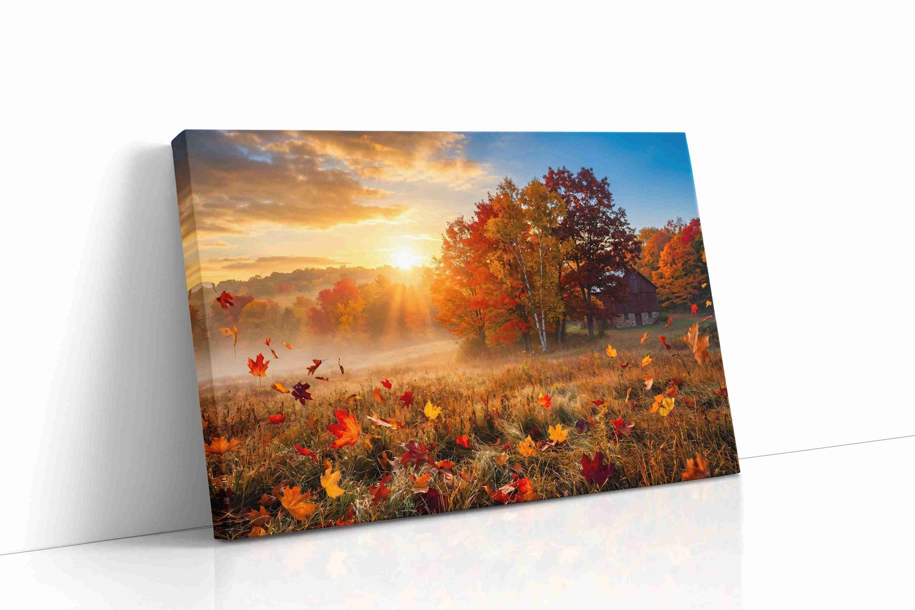 Autumn's Golden Embrace II autumn canvas print gallery-wrapped landscape canvas studio shot