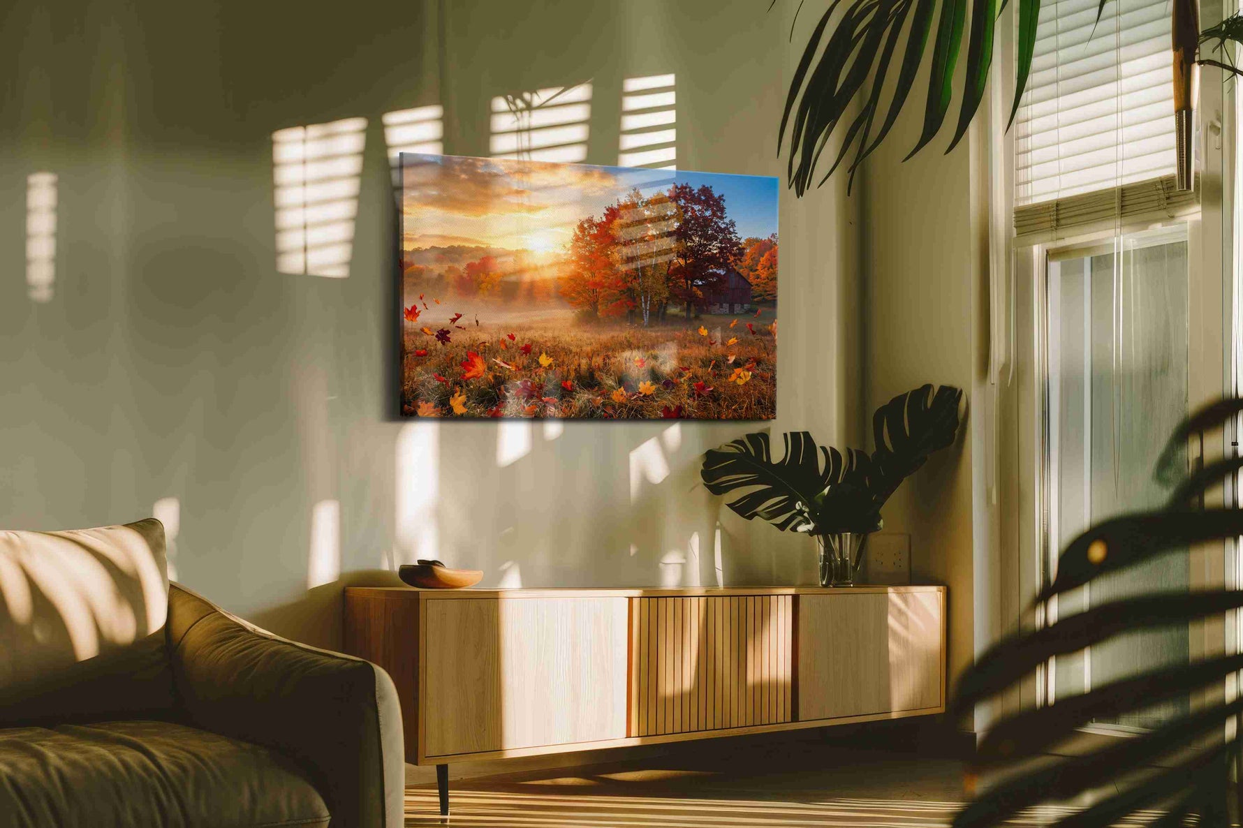 Autumn's Golden Embrace II autumn canvas print, hanging on wall