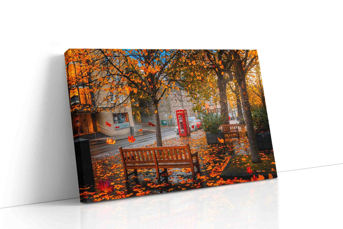 Autumn's Whisper in the City autumn canvas print, gallery-wrapped, ready to hang