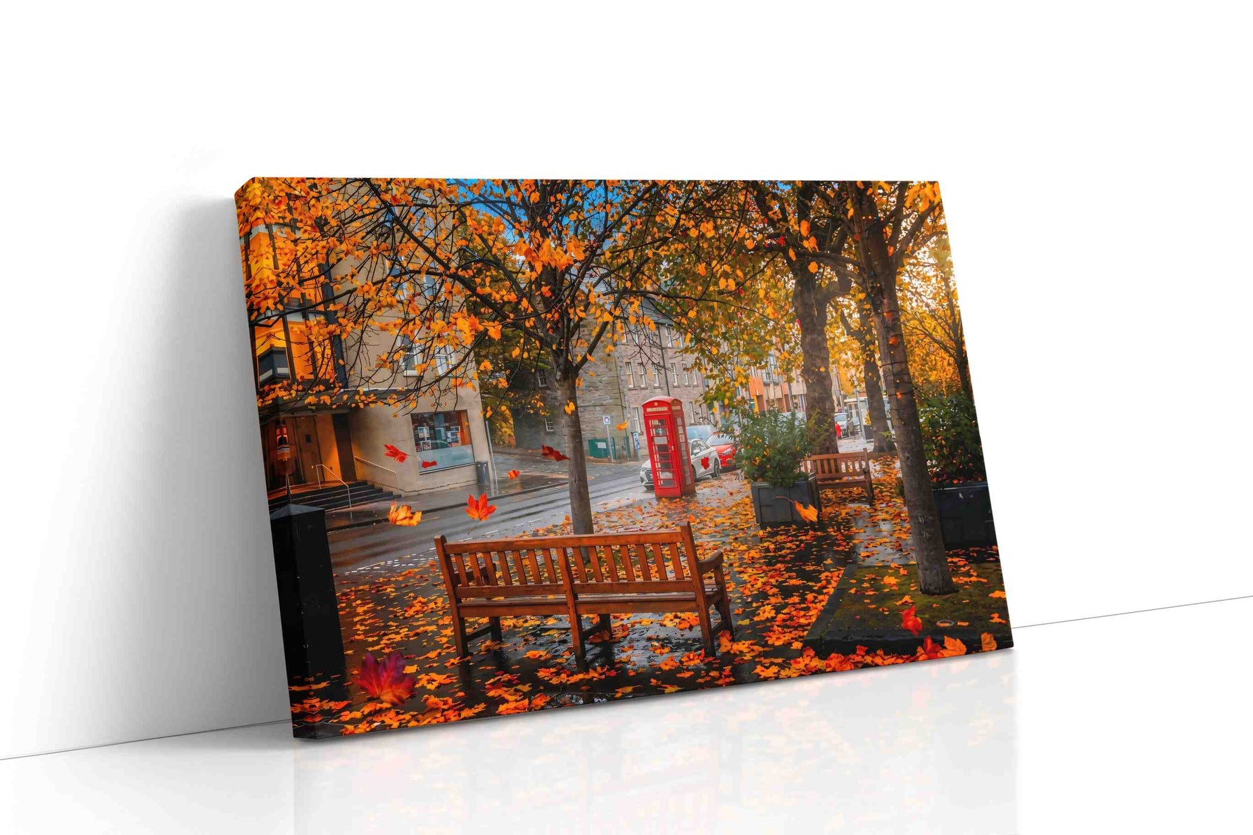 Autumn's Whisper in the City autumn canvas print, gallery-wrapped, ready to hang