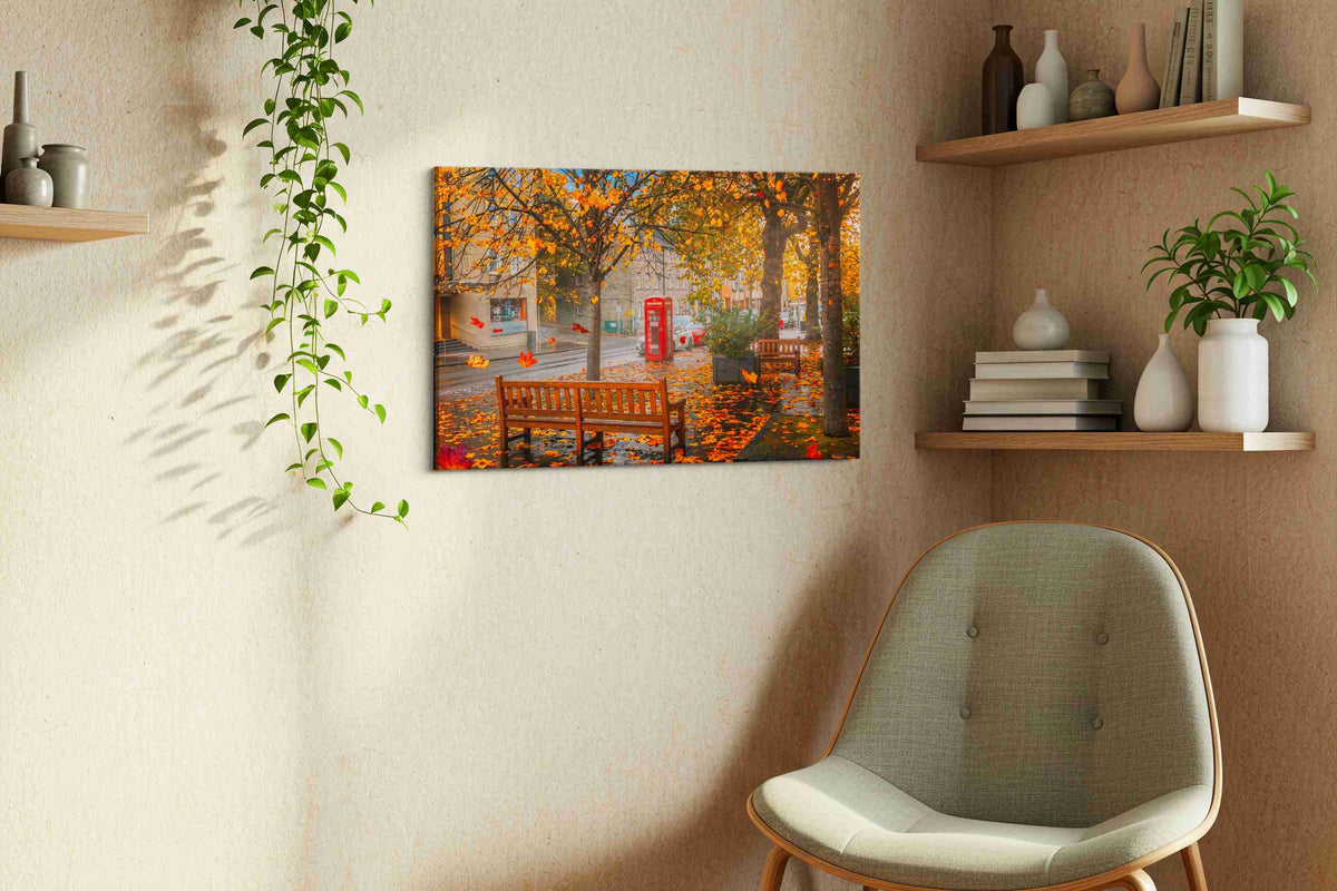 Autumn's Whisper in the City autumn canvas print, hanging on wall