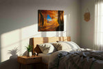 Enchanted Autumn Glow autumn canvas print, displayed in a bedroom