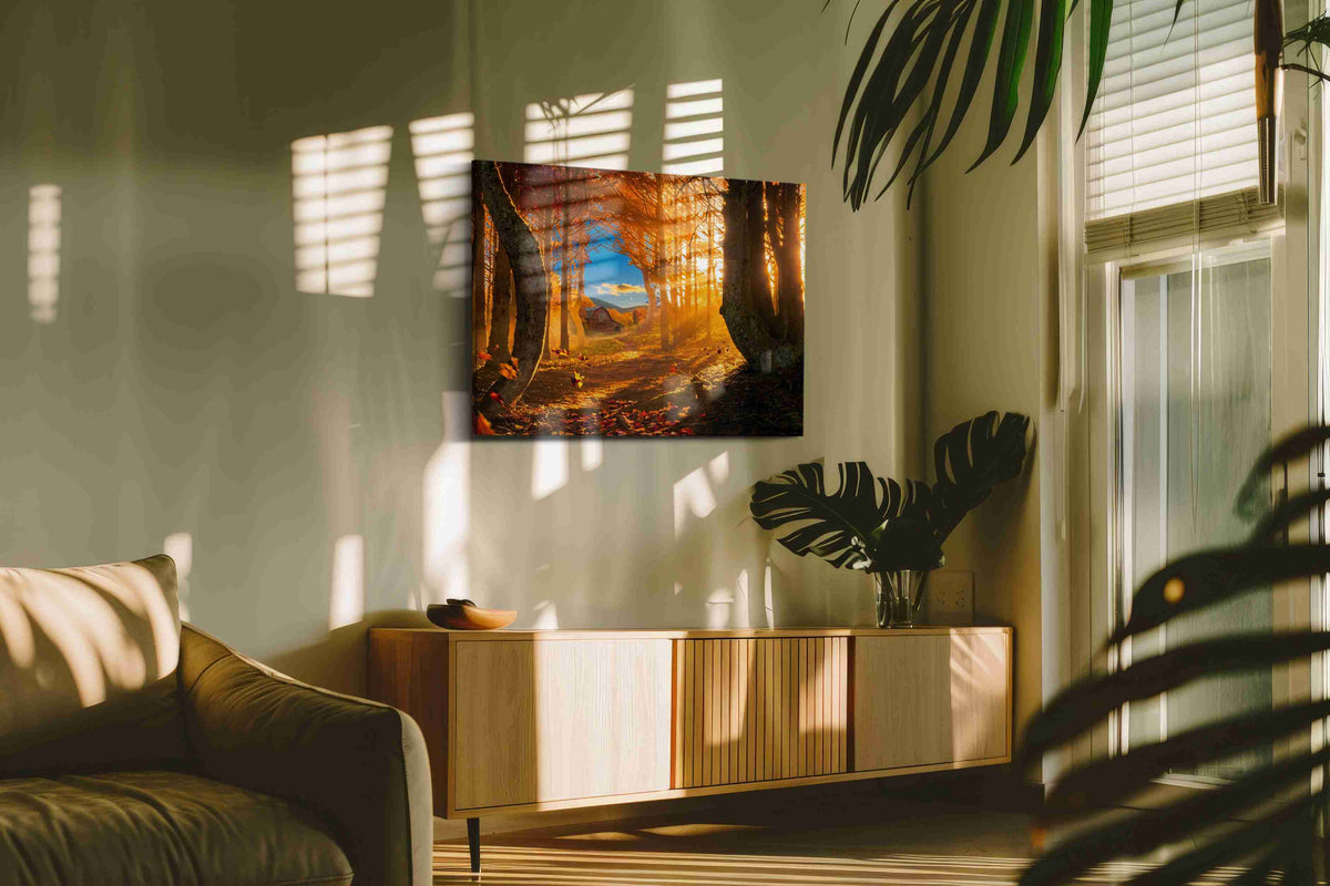 Enchanted Autumn Glow autumn canvas print in a contemporary interior mockup