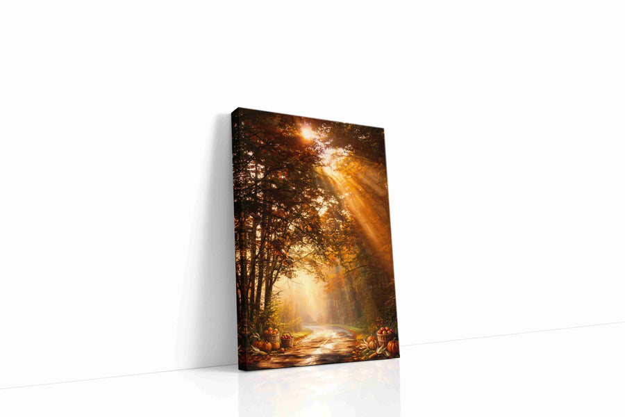 Golden Autumn Pathway autumn canvas print gallery-wrapped portrait canvas studio shot