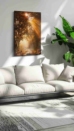 Golden Autumn Pathway autumn canvas print, on wall, lifestyle preview