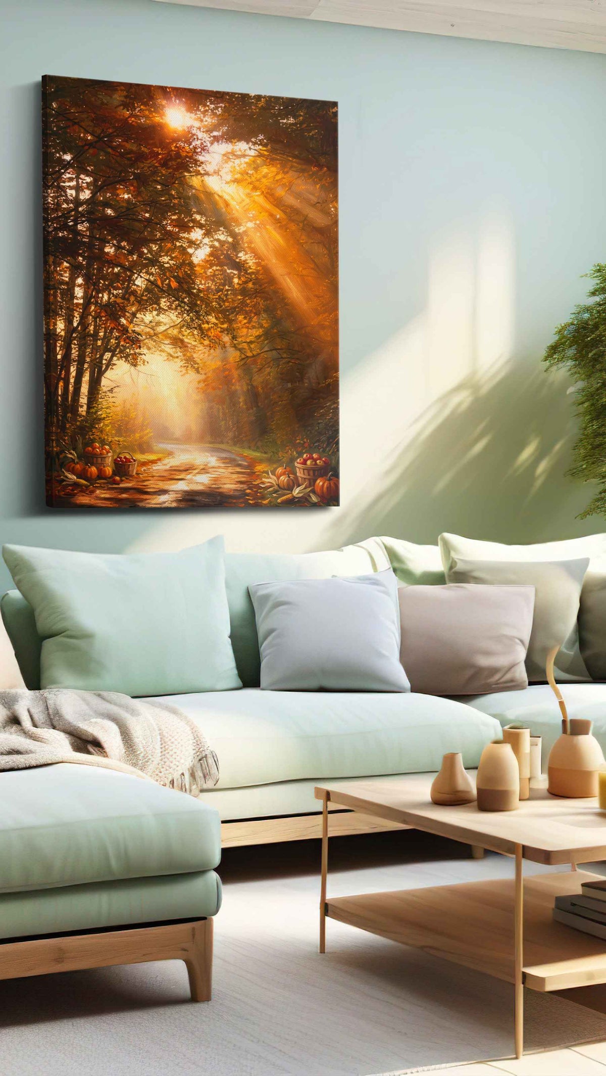 Golden Autumn Pathway - Autumn Wall Art, Fall Canvas Print, Seasonal Decor