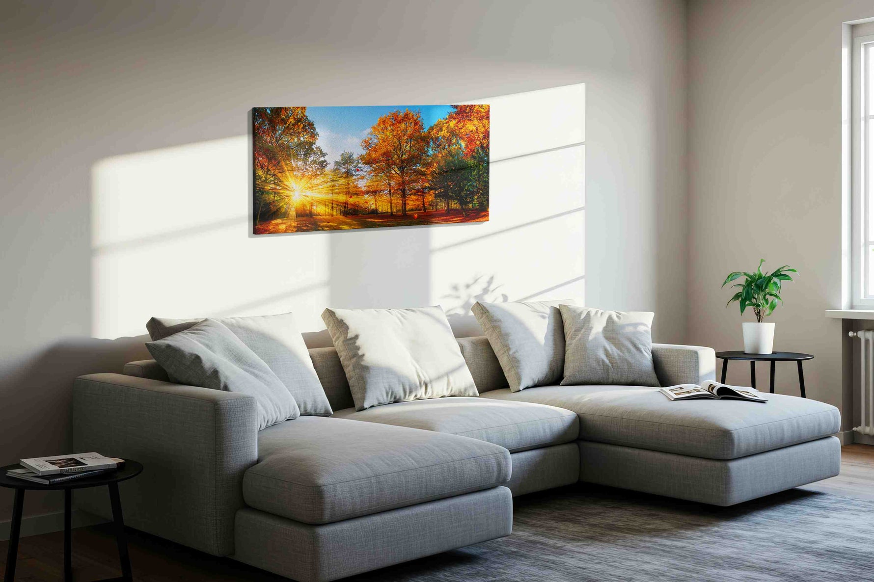 Golden Autumn Radiance autumn canvas print in a living room scene