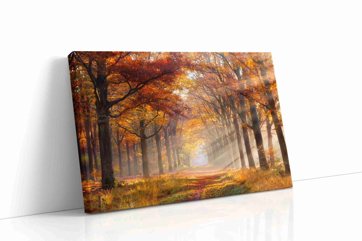 Golden Pathway of Autumn autumn canvas print gallery-wrapped landscape canvas studio shot