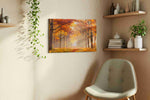Golden Pathway of Autumn autumn canvas print, displayed in a living room