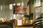 Golden Pathway of Autumn autumn canvas print in a hung canvas mockup