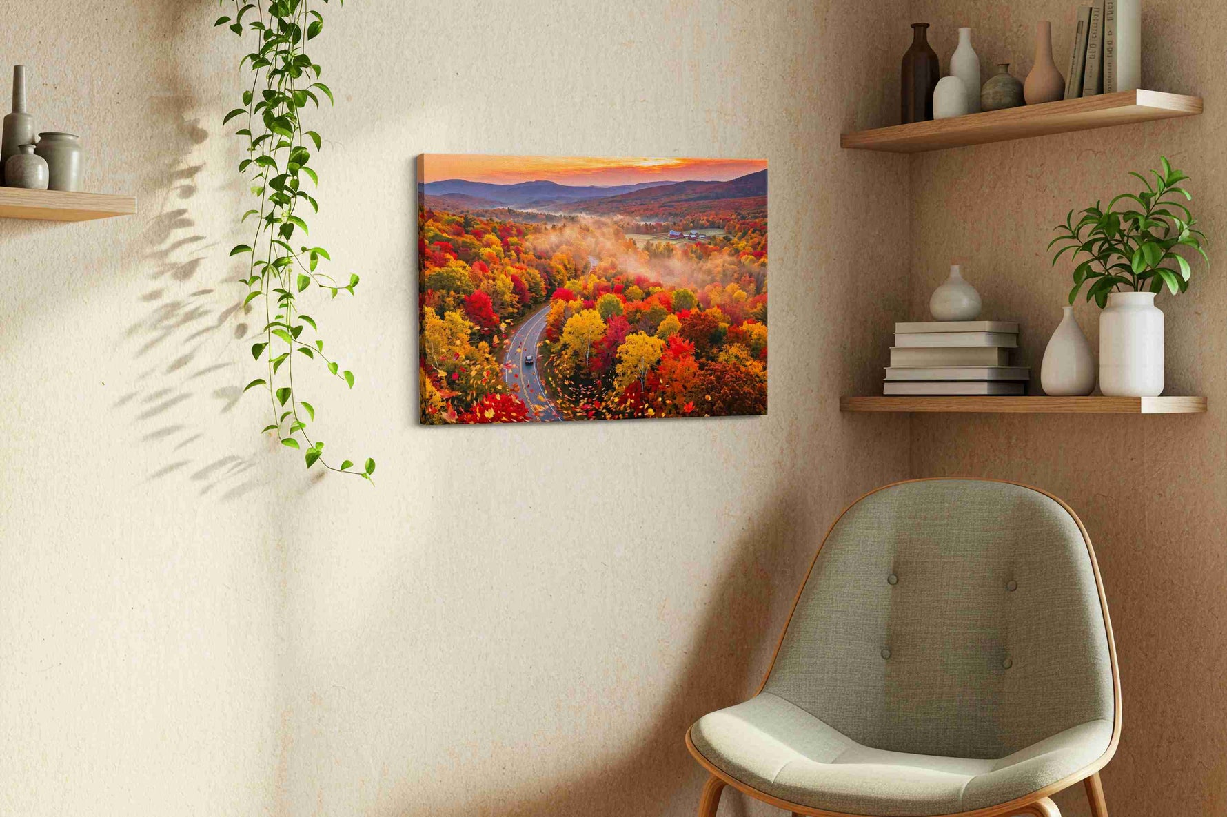 Vibrant Symphony of Autumn autumn canvas print, displayed in a living room