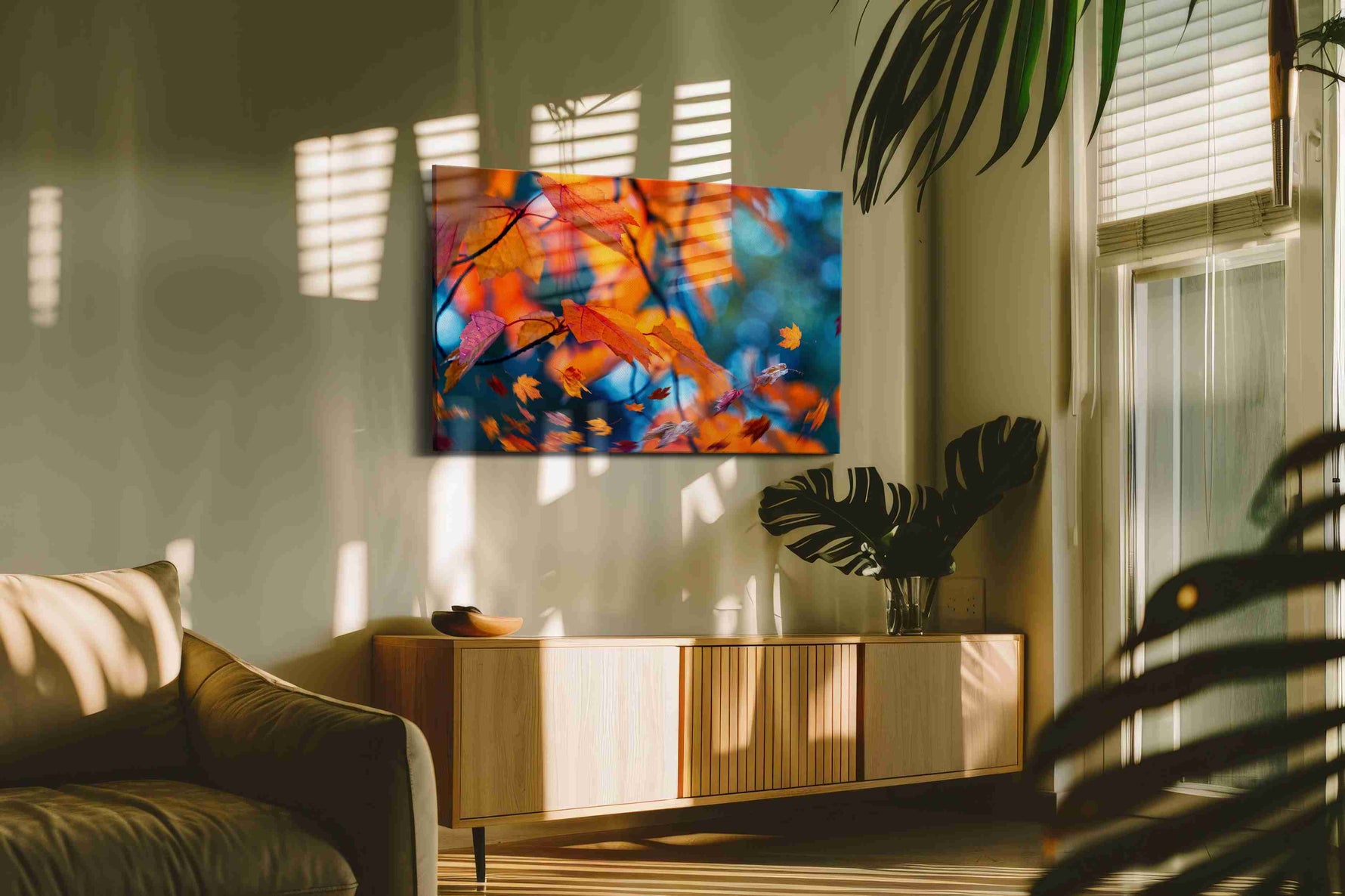 Whisper of Autumn Winds autumn canvas print in a hung canvas mockup