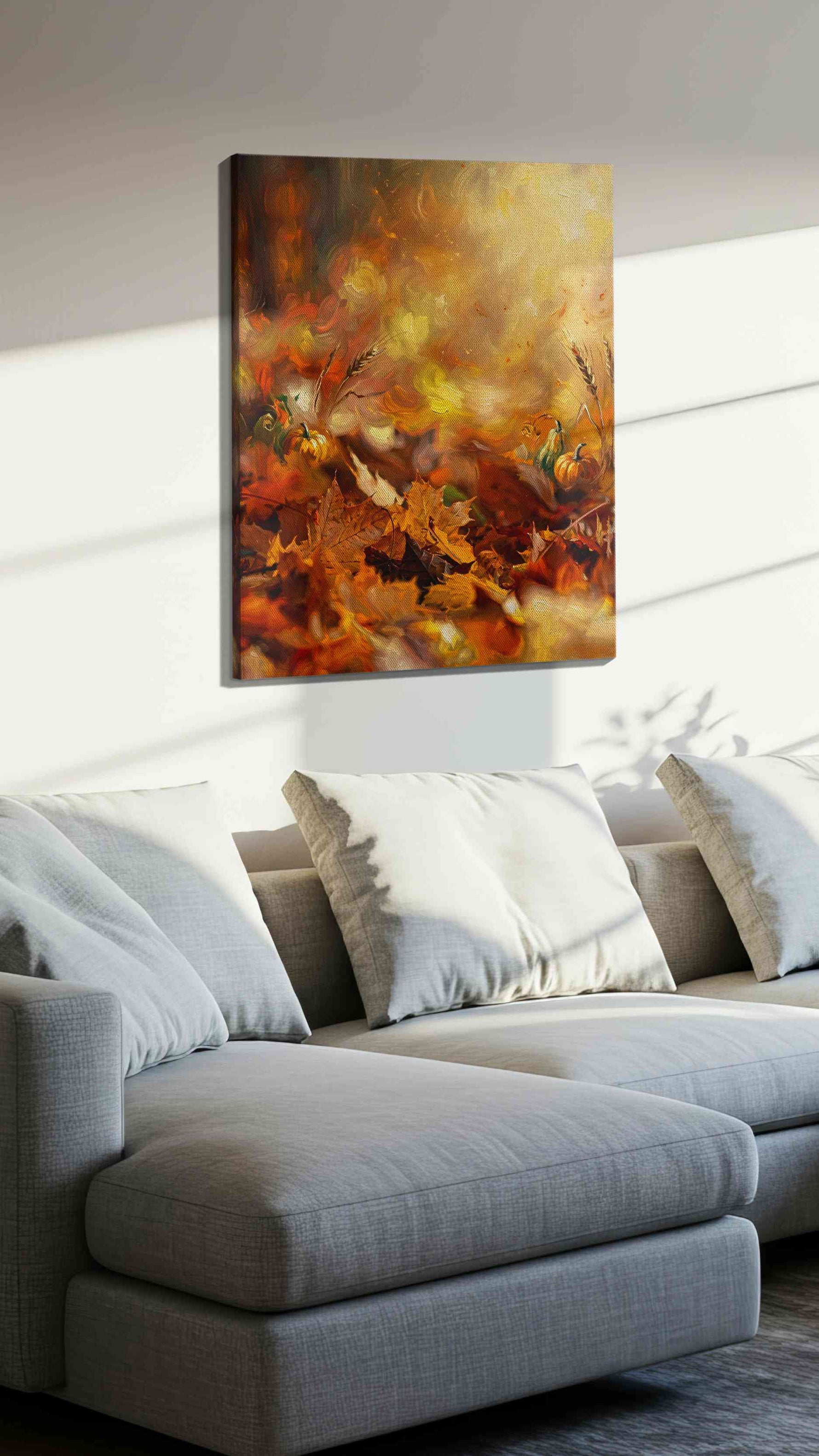 Whispers of Autumn Glow II autumn canvas print, displayed in a living room