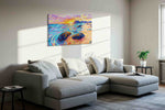 Dreamscape Shores at Sunset beach canvas print, displayed in a living room