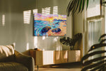 Dreamscape Shores at Sunset beach canvas print in a hung canvas mockup
