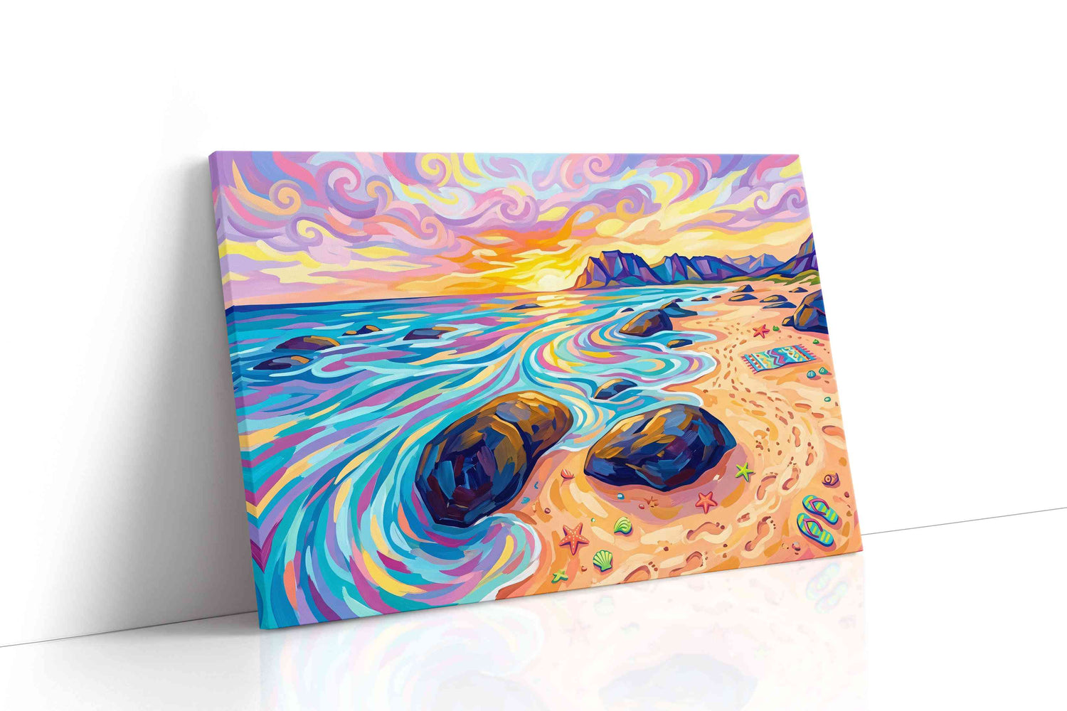 Dreamscape Shores at Sunset beach canvas print, gallery-wrapped, ready to hang
